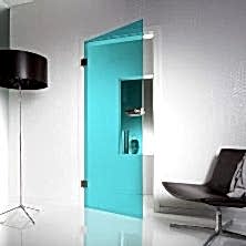 Mavi, Şık Görünümlü, Cam Kapı